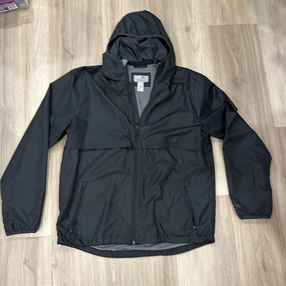 Champion Black Hooded Rain Jacket men’s Large